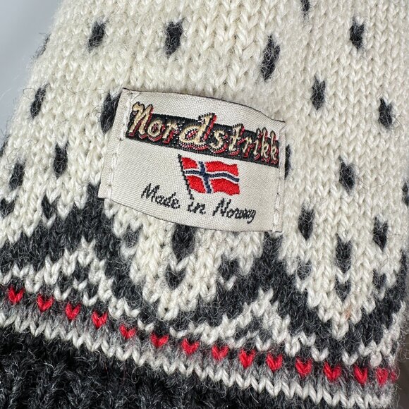 Nordstrikk Norway Ivory Gray Fair Isle Cardigan Sweater Metal Buttons Unisex L - Picture 7 of 15
